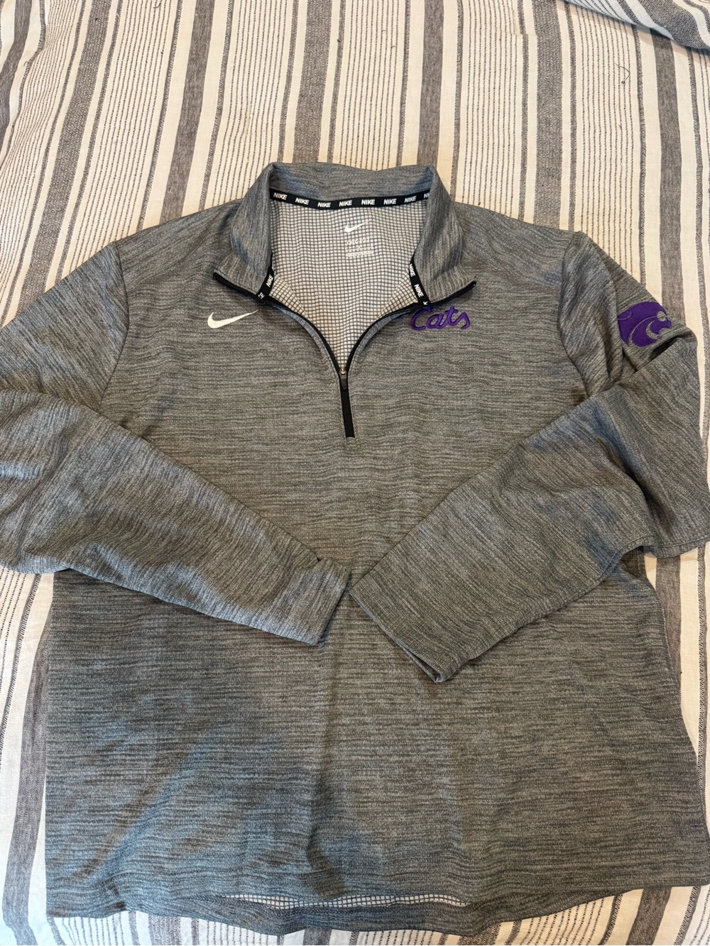 Nike Men’s Gray Quarter-Zip Pullover with Purple 'Cats' Accents